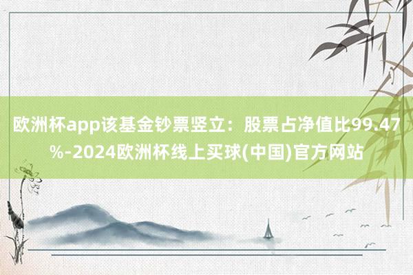 欧洲杯app该基金钞票竖立：股票占净值比99.47%-2024欧洲杯线上买球(中国)官方网站