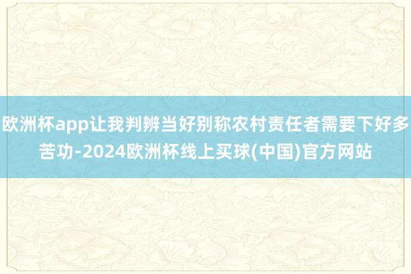 欧洲杯app让我判辨当好别称农村责任者需要下好多苦功-2024欧洲杯线上买球(中国)官方网站