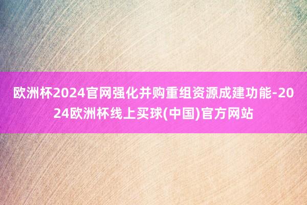 欧洲杯2024官网强化并购重组资源成建功能-2024欧洲杯线上买球(中国)官方网站