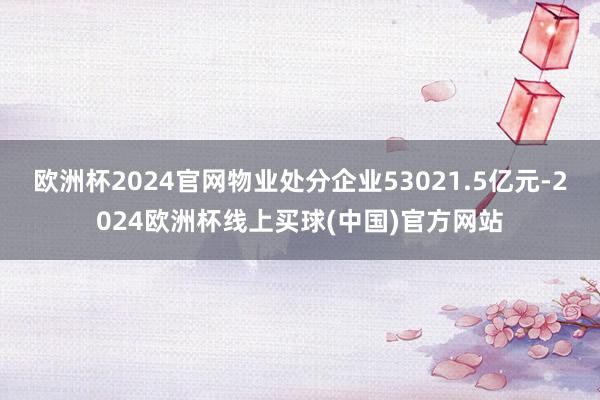 欧洲杯2024官网物业处分企业53021.5亿元-2024欧洲杯线上买球(中国)官方网站