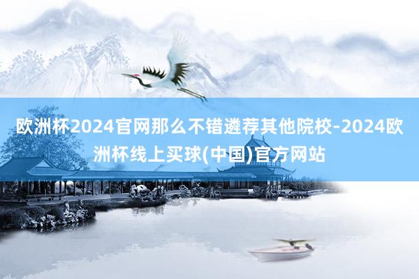 欧洲杯2024官网那么不错遴荐其他院校-2024欧洲杯线上买球(中国)官方网站
