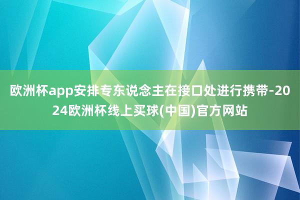 欧洲杯app安排专东说念主在接口处进行携带-2024欧洲杯线上买球(中国)官方网站