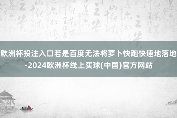 欧洲杯投注入口若是百度无法将萝卜快跑快速地落地-2024欧洲杯线上买球(中国)官方网站