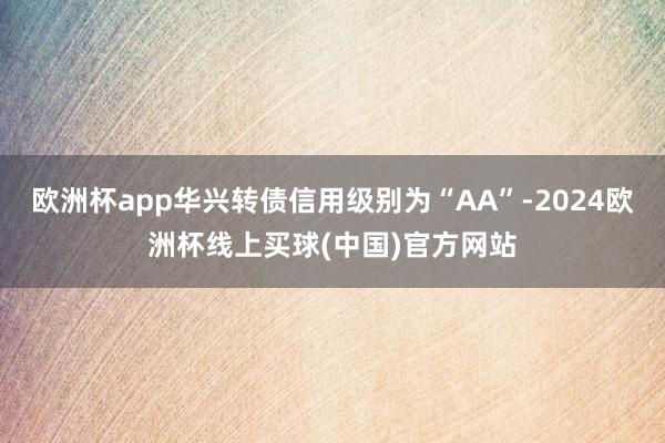欧洲杯app华兴转债信用级别为“AA”-2024欧洲杯线上买球(中国)官方网站
