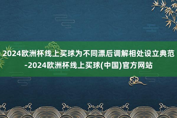 2024欧洲杯线上买球为不同漂后调解相处设立典范-2024欧洲杯线上买球(中国)官方网站